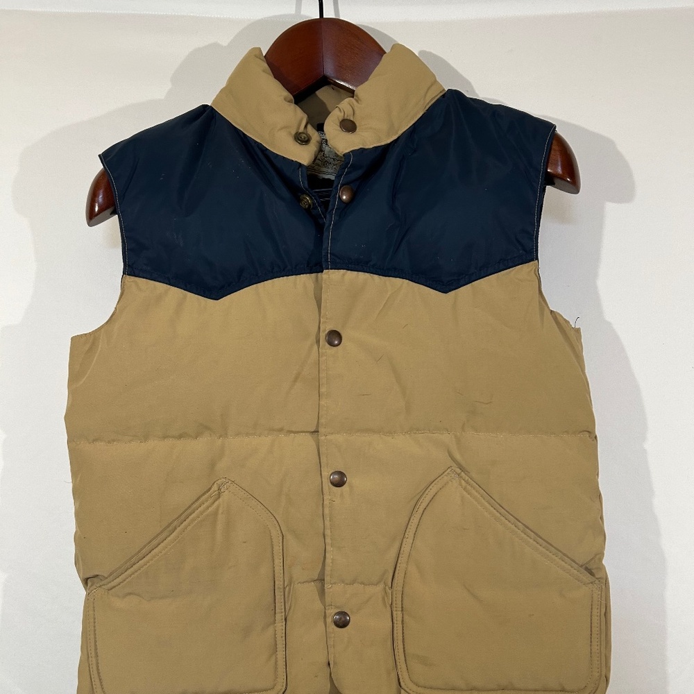 William Barry Western‎ Brandon Colorado Beige Blue Down Puffer Vest